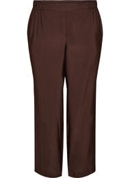 Viscose trousers with an elasticated waist and straight legs, Brown