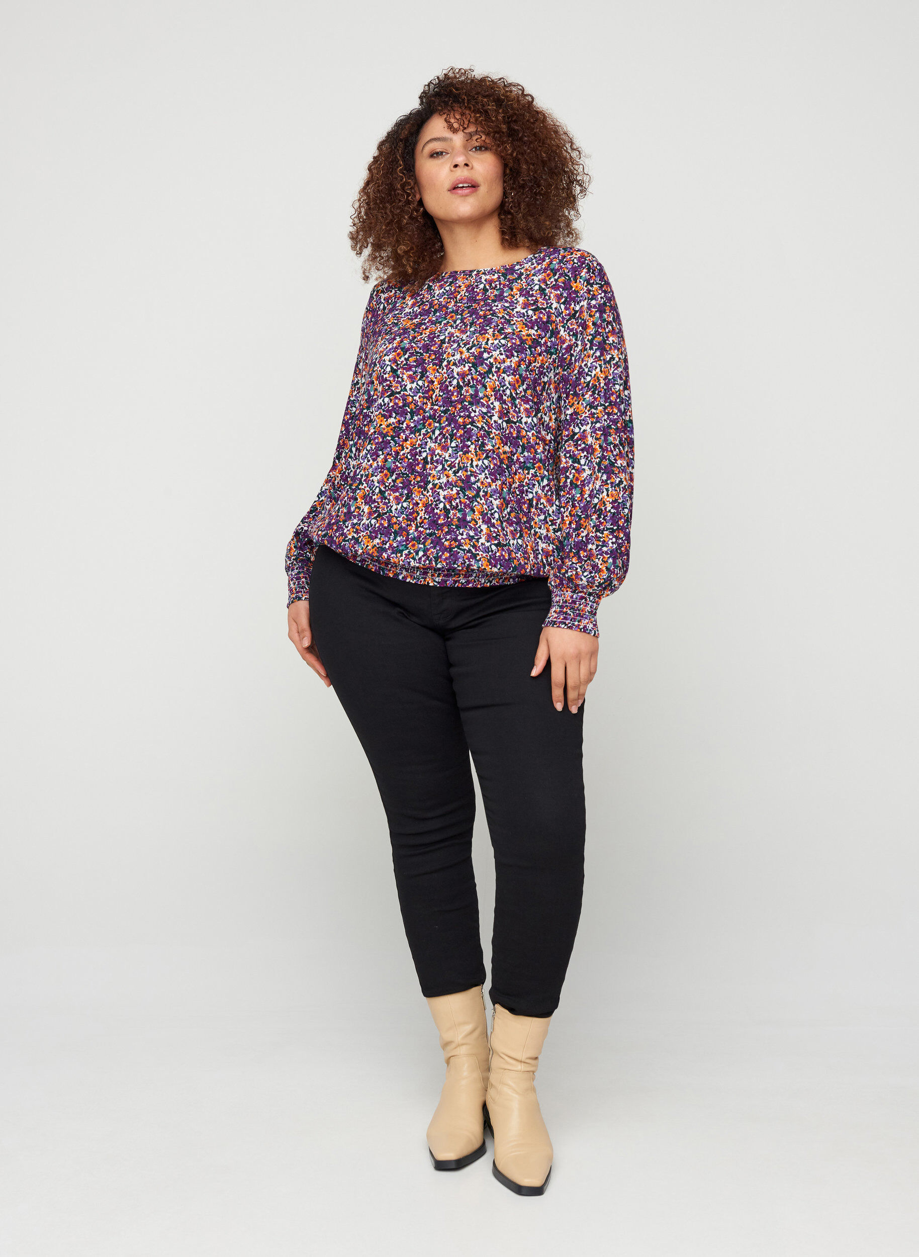 Zizzi Jeggings i bomullsmix, Black, Model image number 3