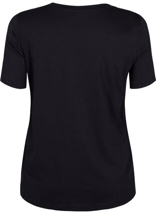 T-shirt med glimmertryck i bomull, Black Shimmer Face, Packshot image number 1