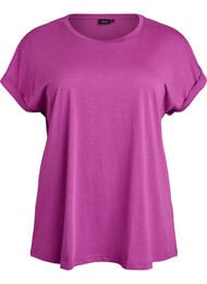 Kort&auml;rmad t-shirt i bomullsblandning, Lila