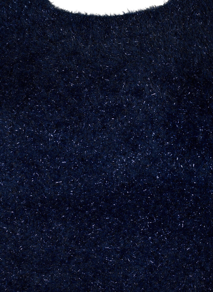 Stickad blus med glittertråd, Blå, Packshot image number 2