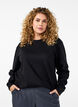 Sweatshirt med rund halsringning, Svart, Model image number 0