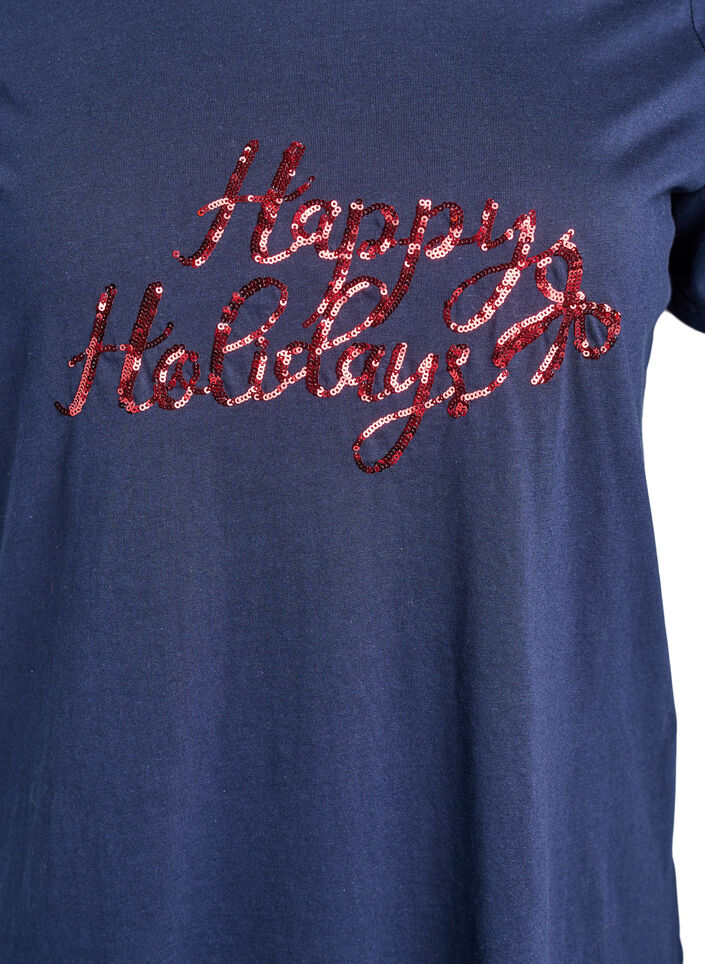 Jul-t-shirt i ekologisk bomull, Bl&aring;, Packshot image number 2