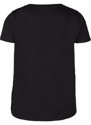 Kortärmad bomulls t-shirt med tryck, Black w. Silver, Packshot image number 1