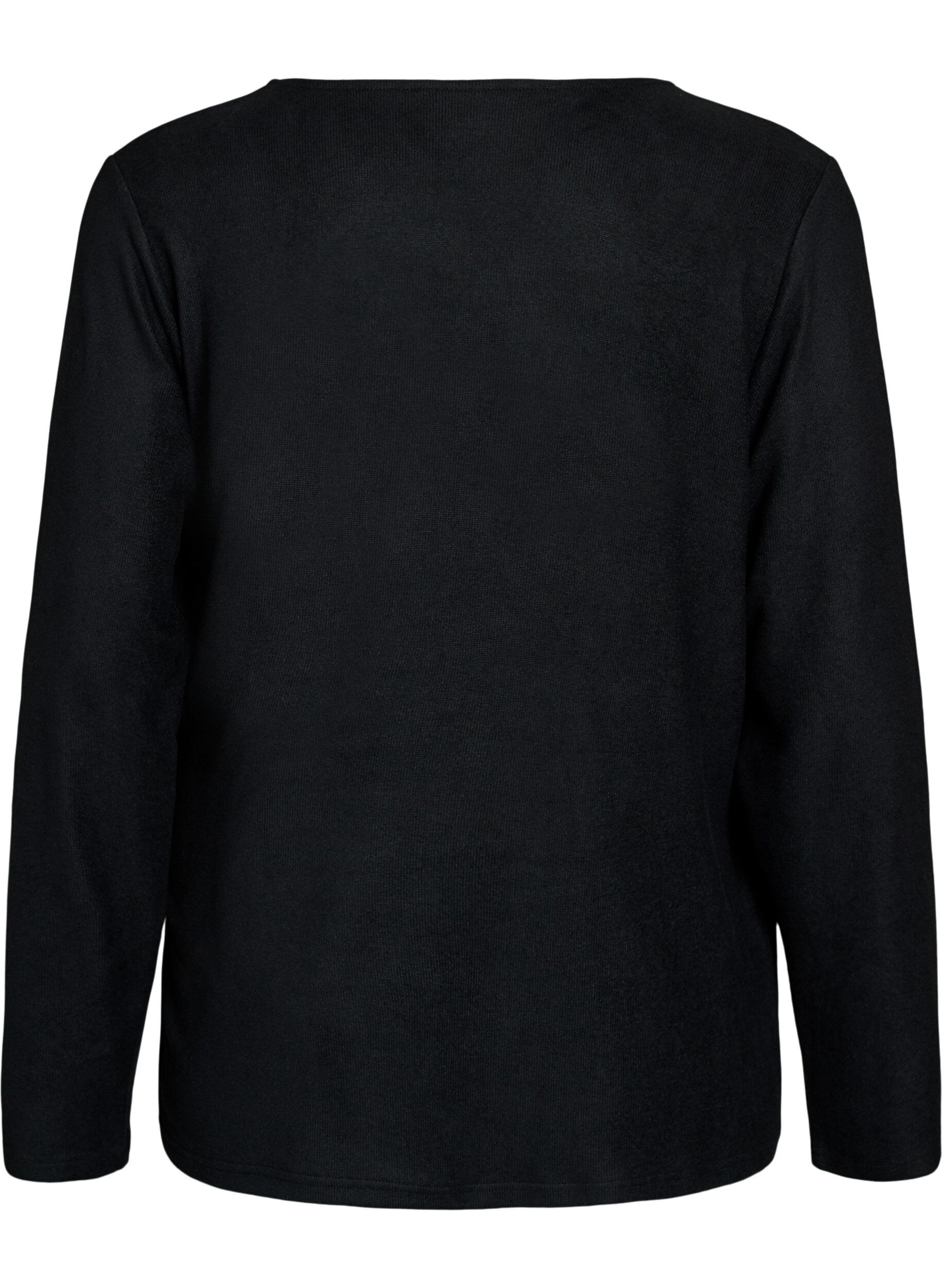 ZizziOmlottblus i jersey med knytning, Svart, Packshot image number 1