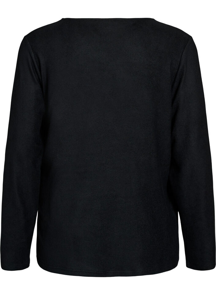 Omlottblus i jersey med knytning, Svart, Packshot image number 1