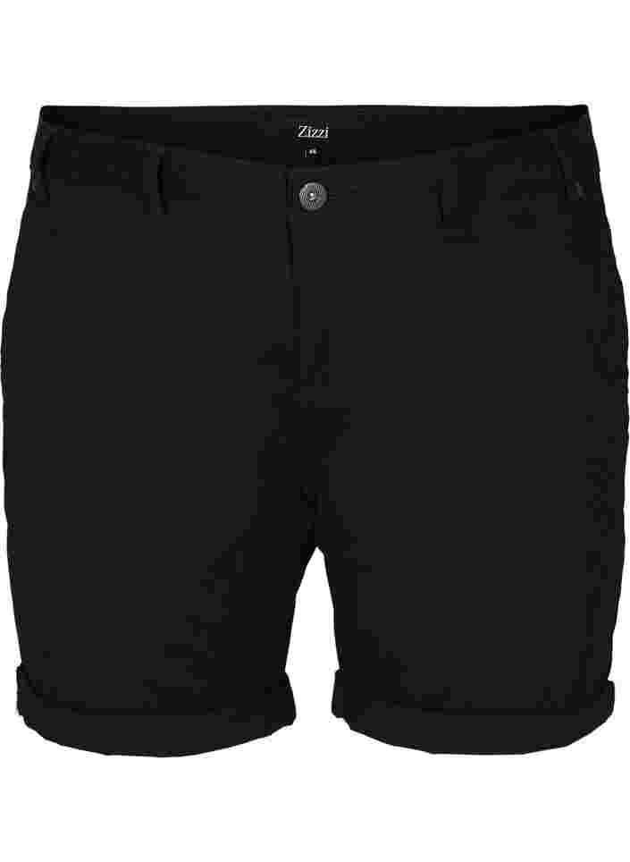 Shorts i bomull med fickor, Black, Packshot image number 0