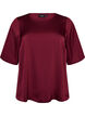 Blus i satin med armb&aring;gsl&aring;nga &auml;rmar, R&ouml;d, Packshot image number 0