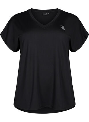 Tränings t-shirt med v-ringning, Black, Packshot image number 0