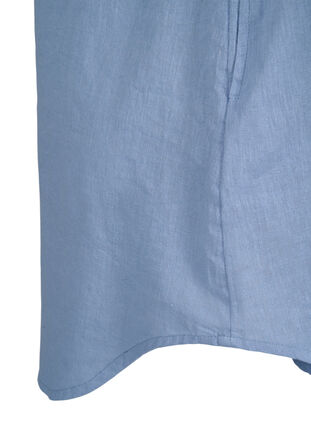 Kortärmad tunika i bomullsblandning med linne, Faded Denim, Packshot image number 3