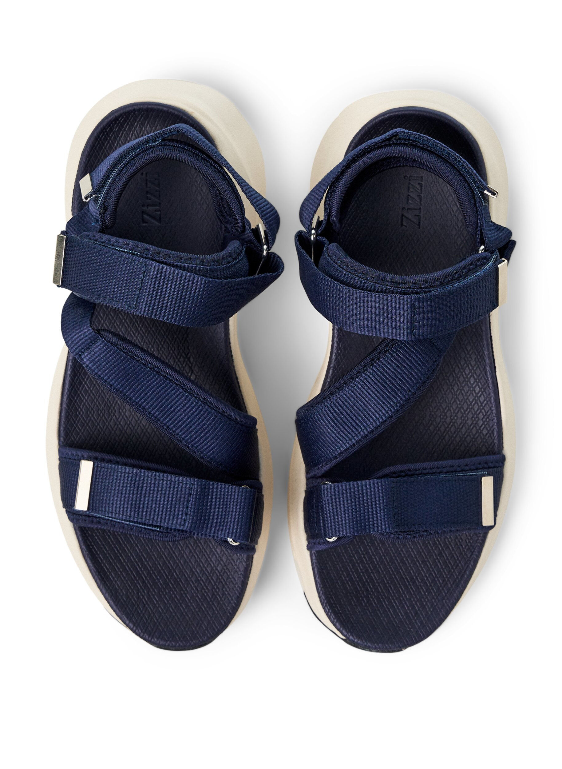 ZizziBekv&auml;m sandal med kardborreband och h&aring;lfotsst&ouml;d, Bl&aring;, Packshot image number 2