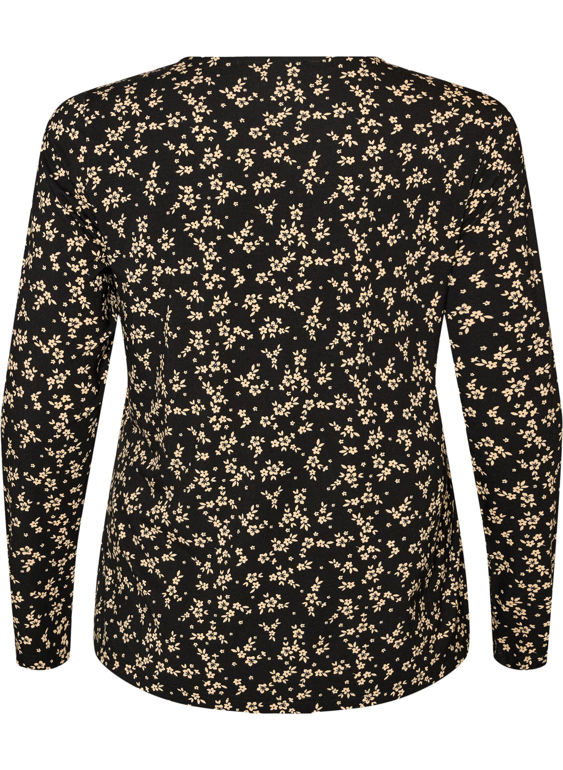 ZizziL&aring;ng&auml;rmad blus, Svart, Packshot image number 1