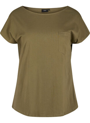 T-shirt med bröstficka i ekologisk bomull, Ivy Green, Packshot image number 0