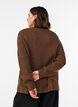 Stickad blus med ribbstruktur och knappdetaljer, Brun, Model image number 2