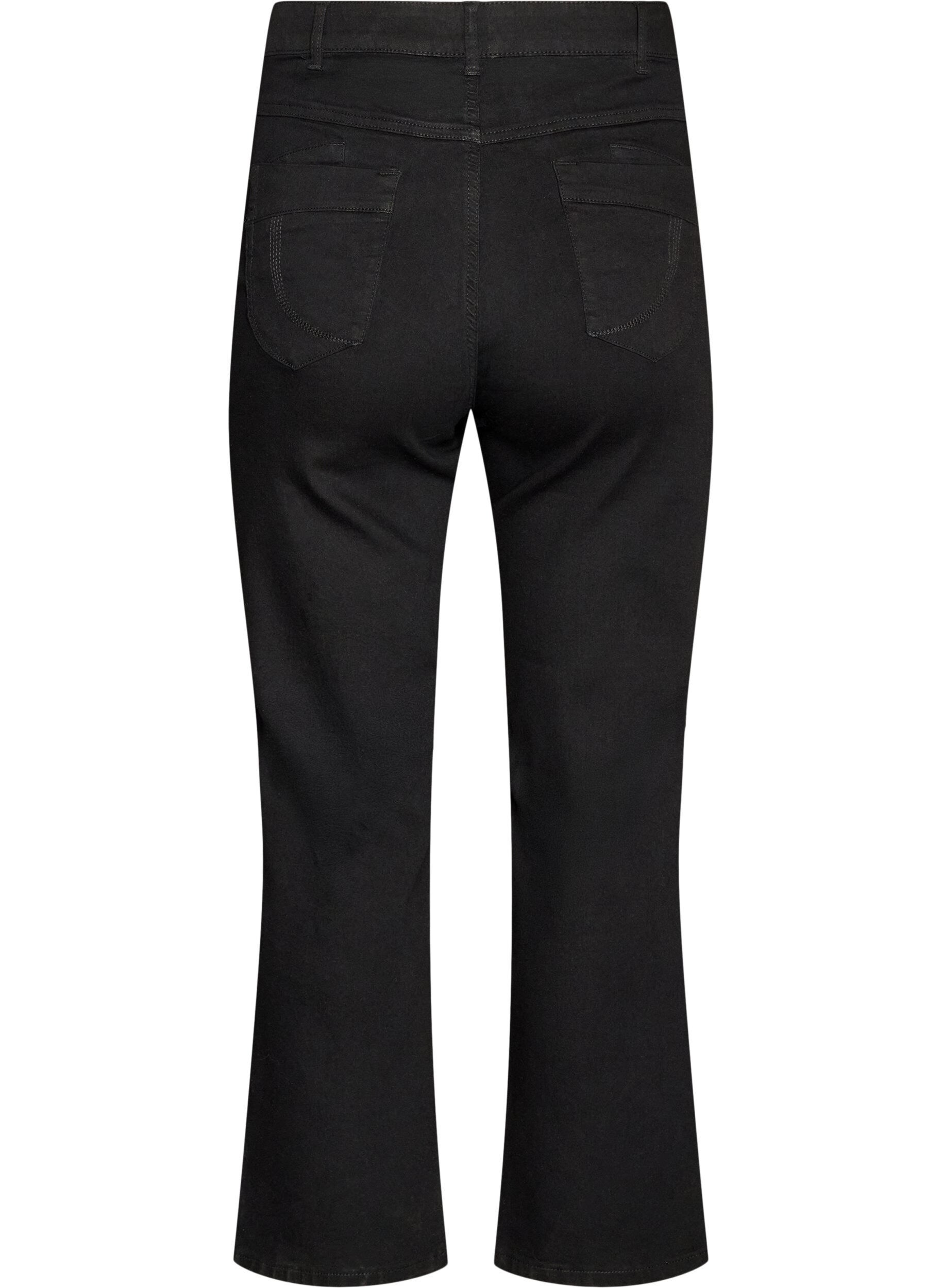 ZizziGemma-jeans med normal passform och h&ouml;g midja, Svart, Packshot image number 1