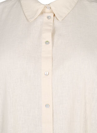 Lång skjorta i bomullsblandning med linne, Sandshell, Packshot image number 2