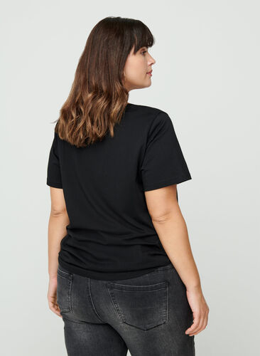 Kortärmad t-shirt med print, Black, Model image number 1