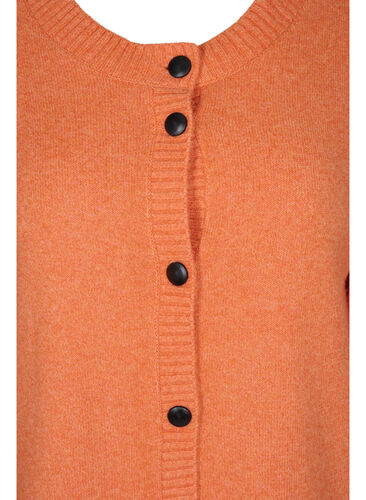Kort stickad kofta med kontrastfärgade knappar, Mandarin Orange Mel, Packshot image number 2