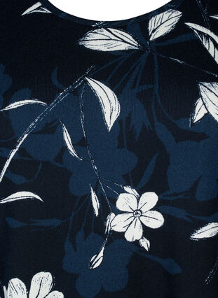 Randig blus med långa ärmar, Navy B. Flower AOP, Packshot image number 2