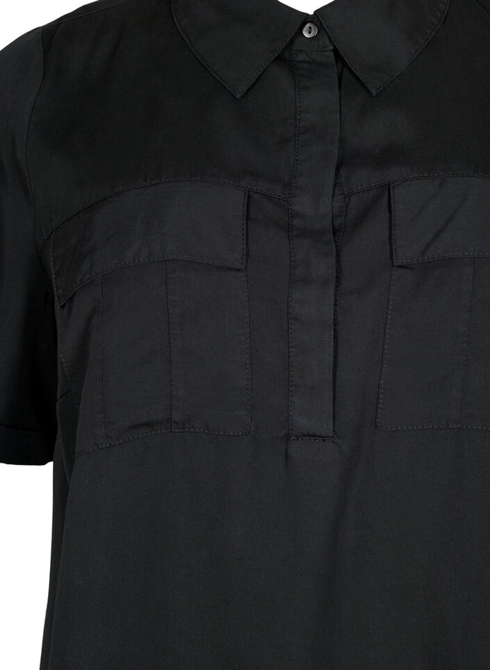 Kortärmad tunika i lyocell (TENCEL™), Black, Packshot image number 2