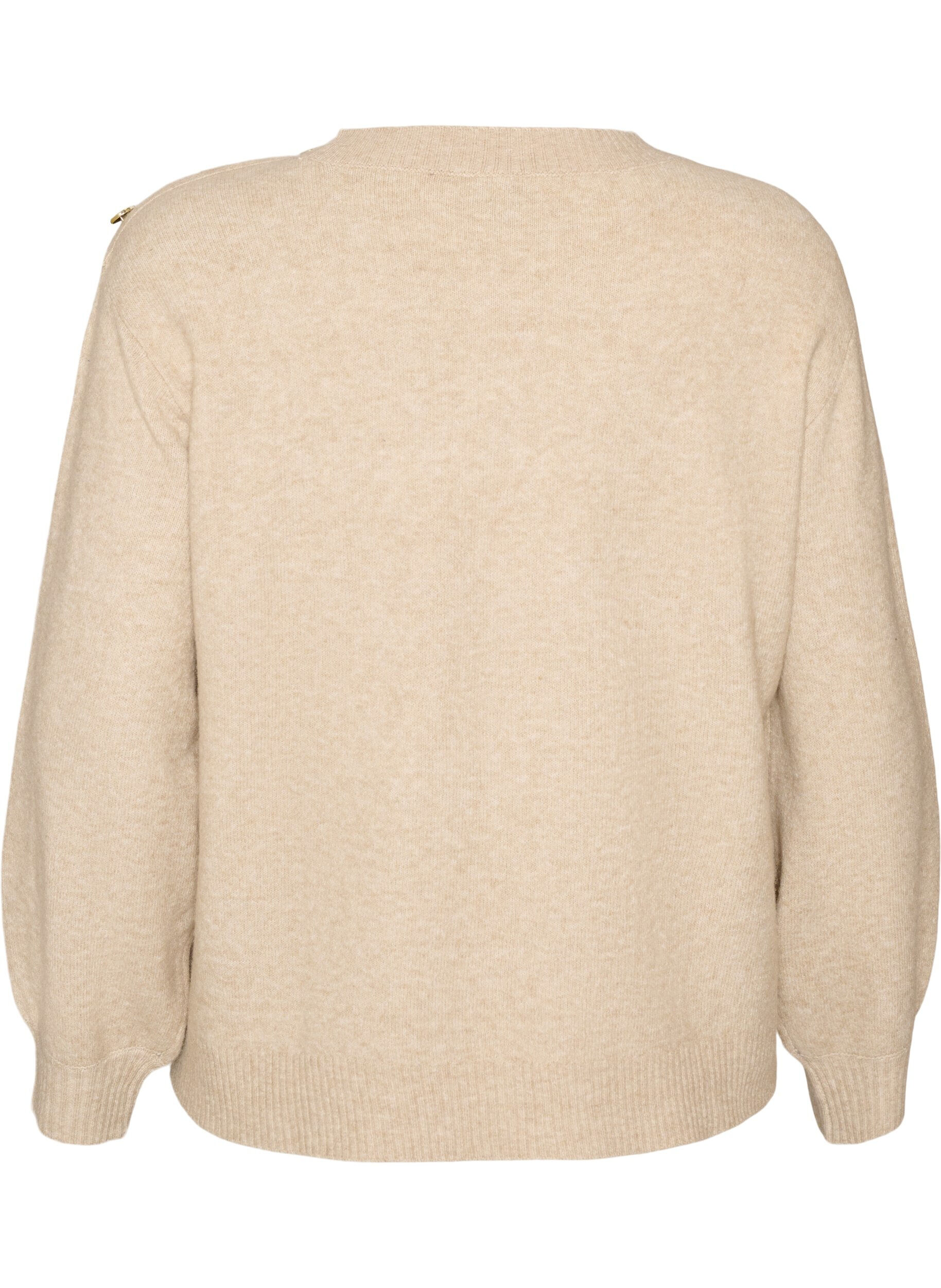 ZizziStickad blus med knappdetalj, Beige, Packshot image number 1