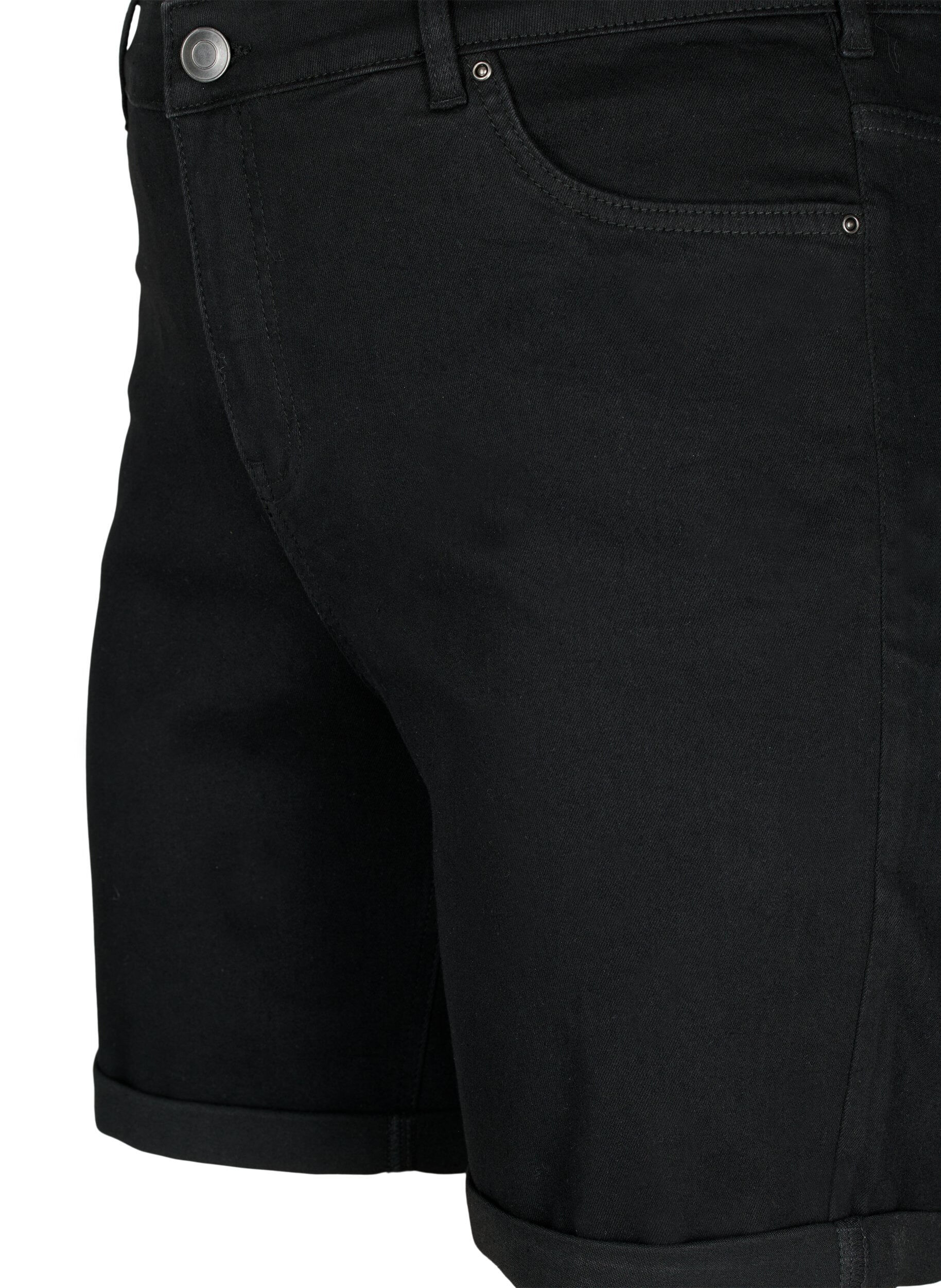 Zizzi &Aring;tsittande jeansshorts med h&ouml;g midja, Black, Packshot image number 2
