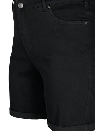 Åtsittande jeansshorts med hög midja, Black, Packshot image number 2