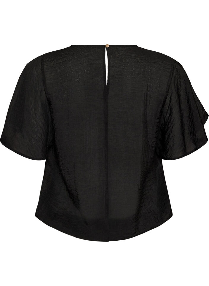 Blus med ballongform och ving&auml;rmar, Svart, Packshot image number 1