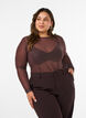 Blus i mesh med tryck, Brun, Model image number 0