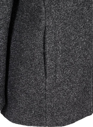 Kort melerad jacka med ull, Dark Grey Melange, Packshot image number 3