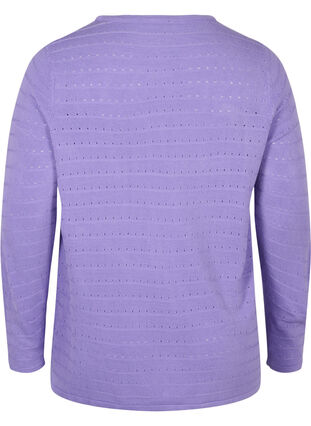 Stickad tröja med strukturerat mönster och rund hals, Paisley Purple, Packshot image number 1
