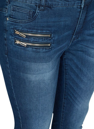 Sanna jeans med blixtlåsdetaljer, Blue denim, Packshot image number 2