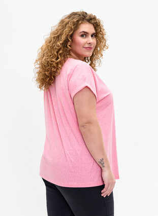 Melerad t-shirt med korta ärmar, Strawberry Pink Mel., Model image number 1