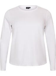 L&aring;ng&auml;rmad bas-T-shirt med rund hals, Vit