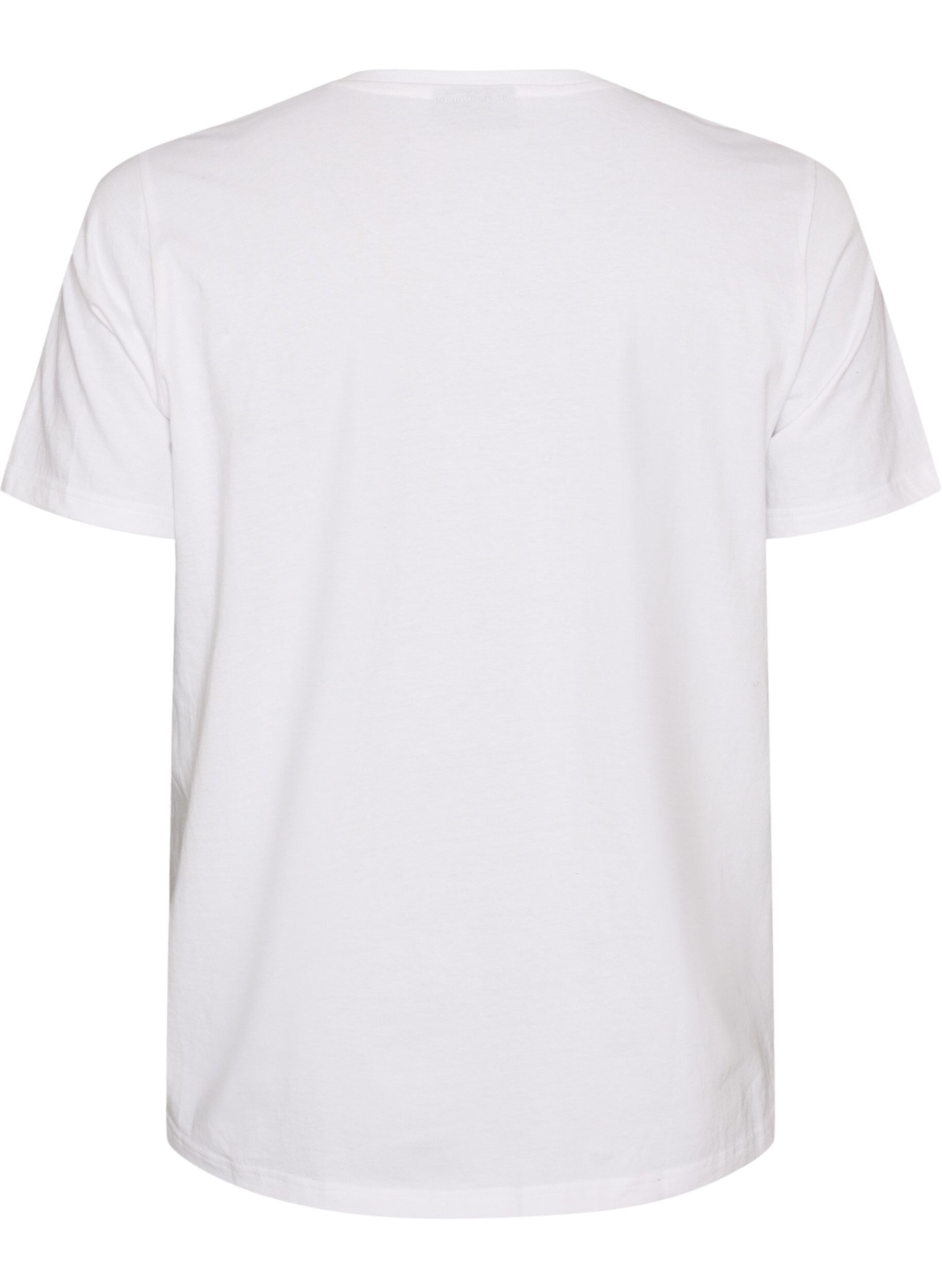 ZizziT-shirt i ekologisk bomull med tryck framtill, Vit, Packshot image number 1