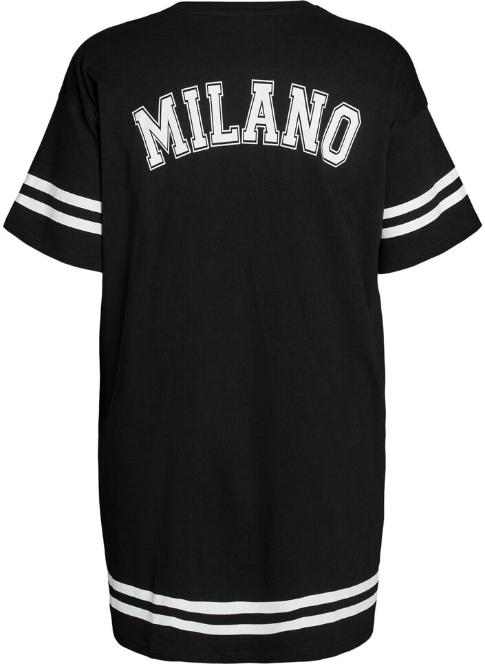 Kort t-shirtkl&auml;nning med sportiga detaljer, Svart, Packshot image number 1