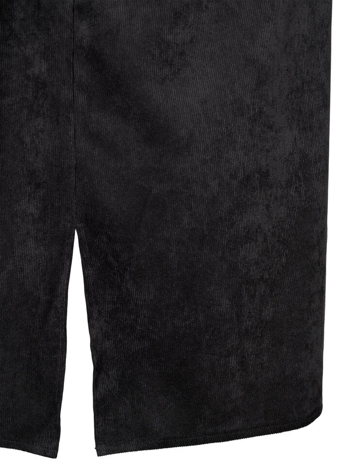 Klänning i sammet med 3/4-ärm och knappar	, Black, Packshot image number 2