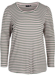 Randig tröja med långa ärmar, Rosa/Green Stripe