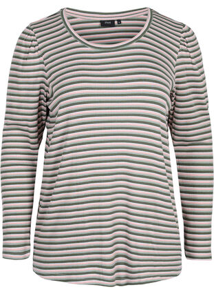 Randig tröja med långa ärmar, Rosa/Green Stripe, Packshot image number 0