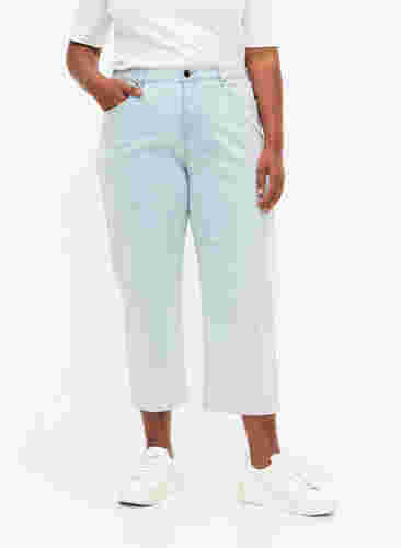 Raka jeans med ankellängd, Light Blue Stripe, Model image number 3