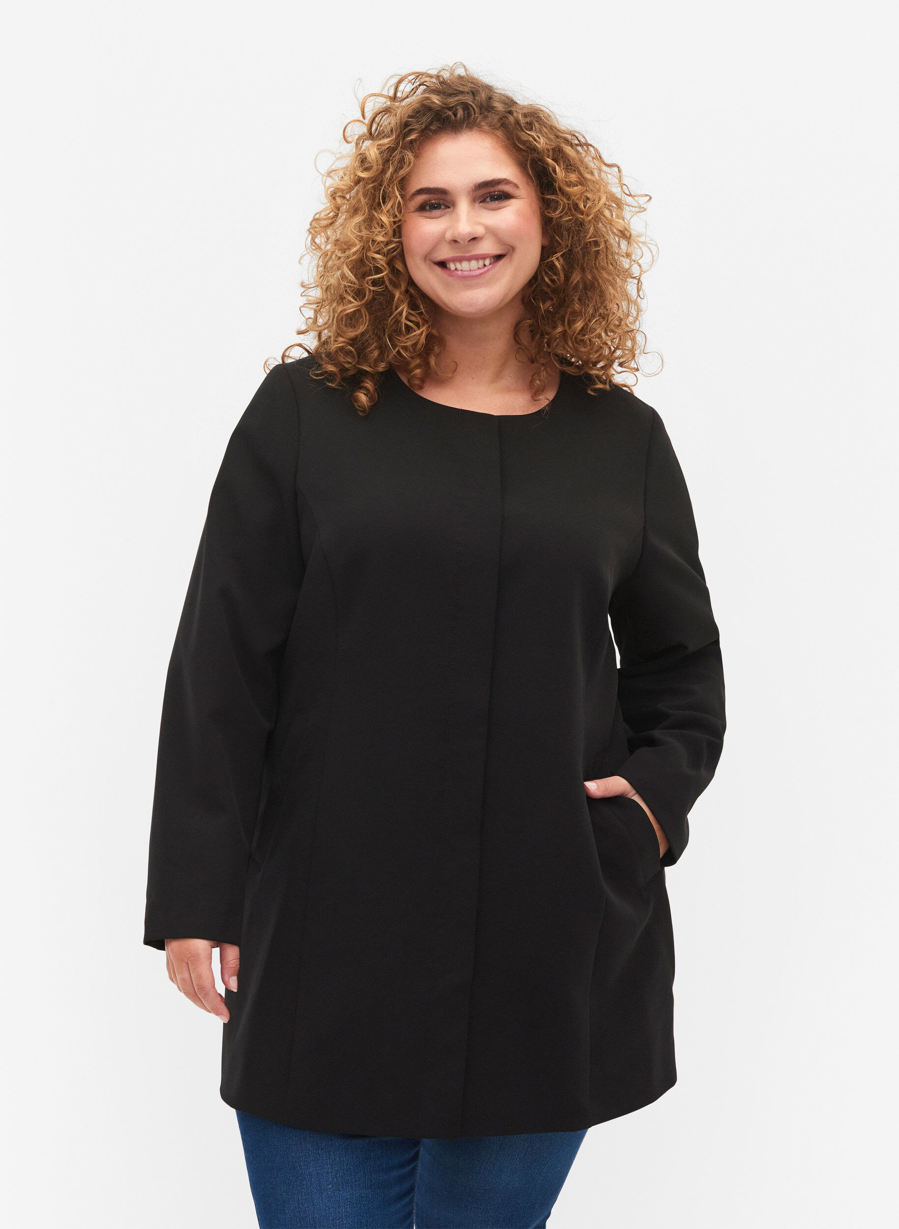 Zizzi L&auml;tt och klassisk v&aring;rjacka, Black, Model image number 0