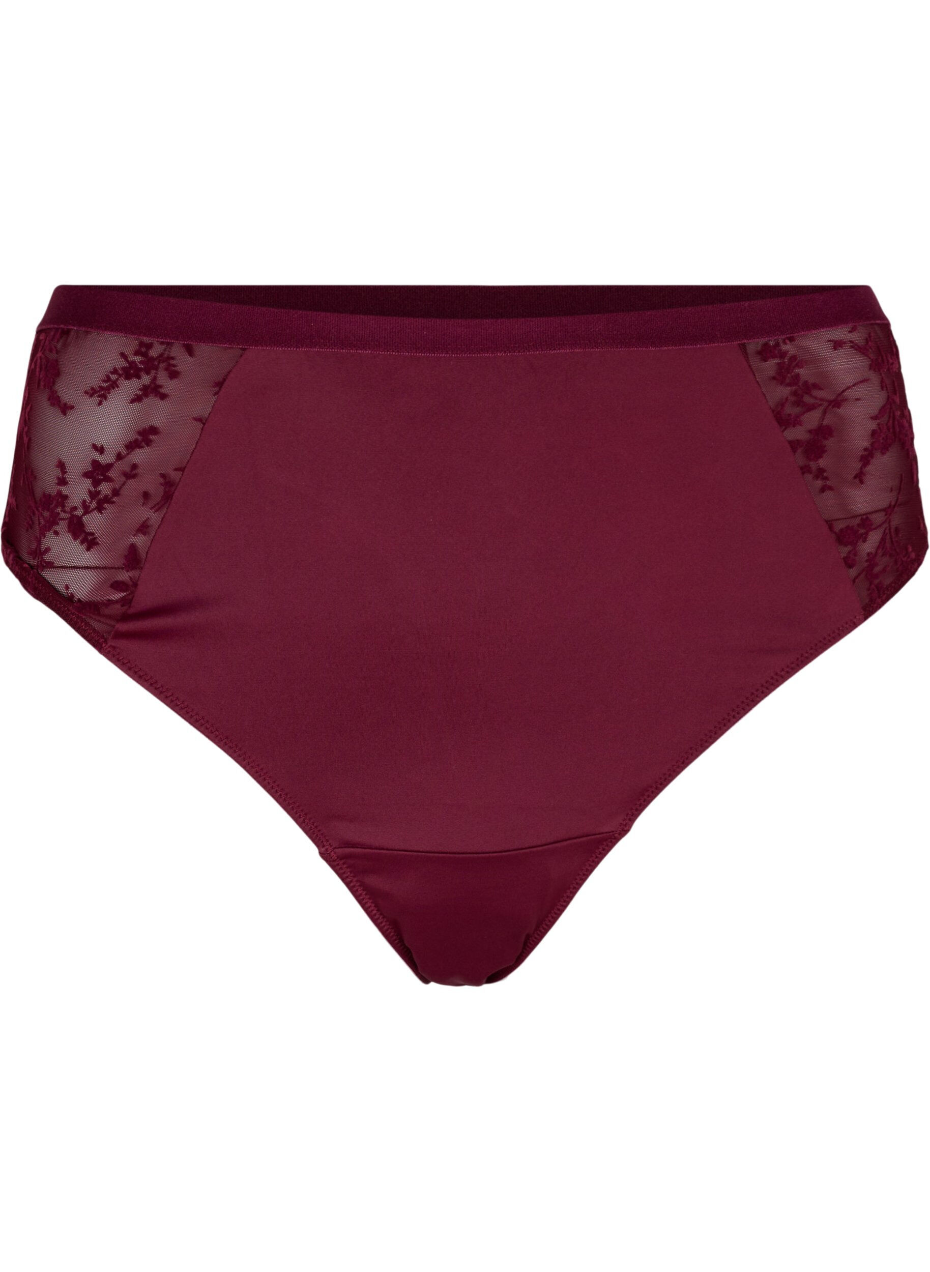 Zizzi G-string med normalh&ouml;g midja, Bordeaux Ass, Packshot image number 0