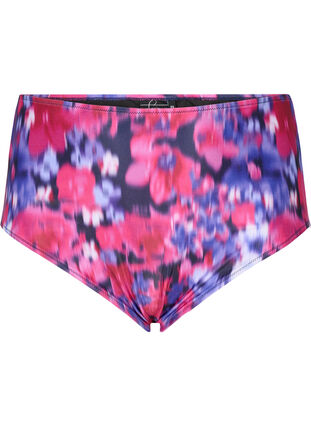 Bikiniunderdel med tryck och hög midja, Pink Flower AOP, Packshot image number 0