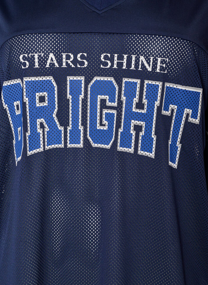 Tr&auml;nings-t-shirt med v-ringning och tryck framtill, Bl&aring;, Packshot