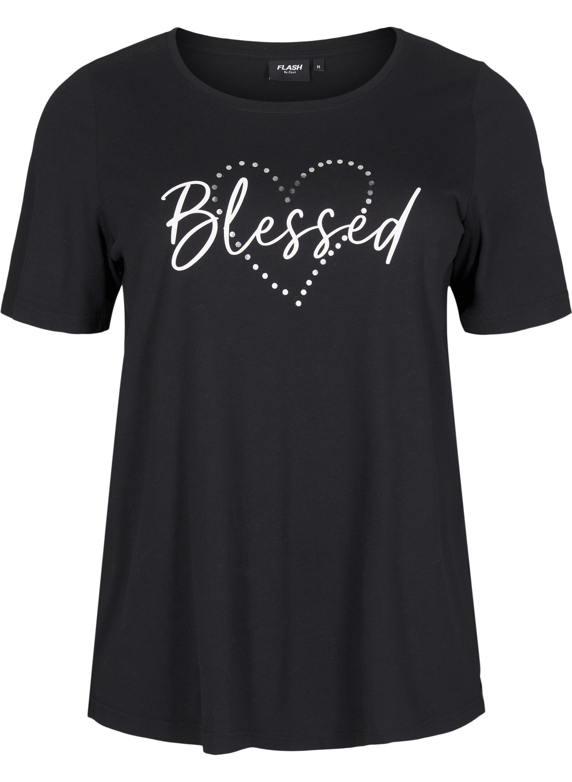 Zizzi FLASH - T-shirt med tryck, Svart, Packshot image number 0