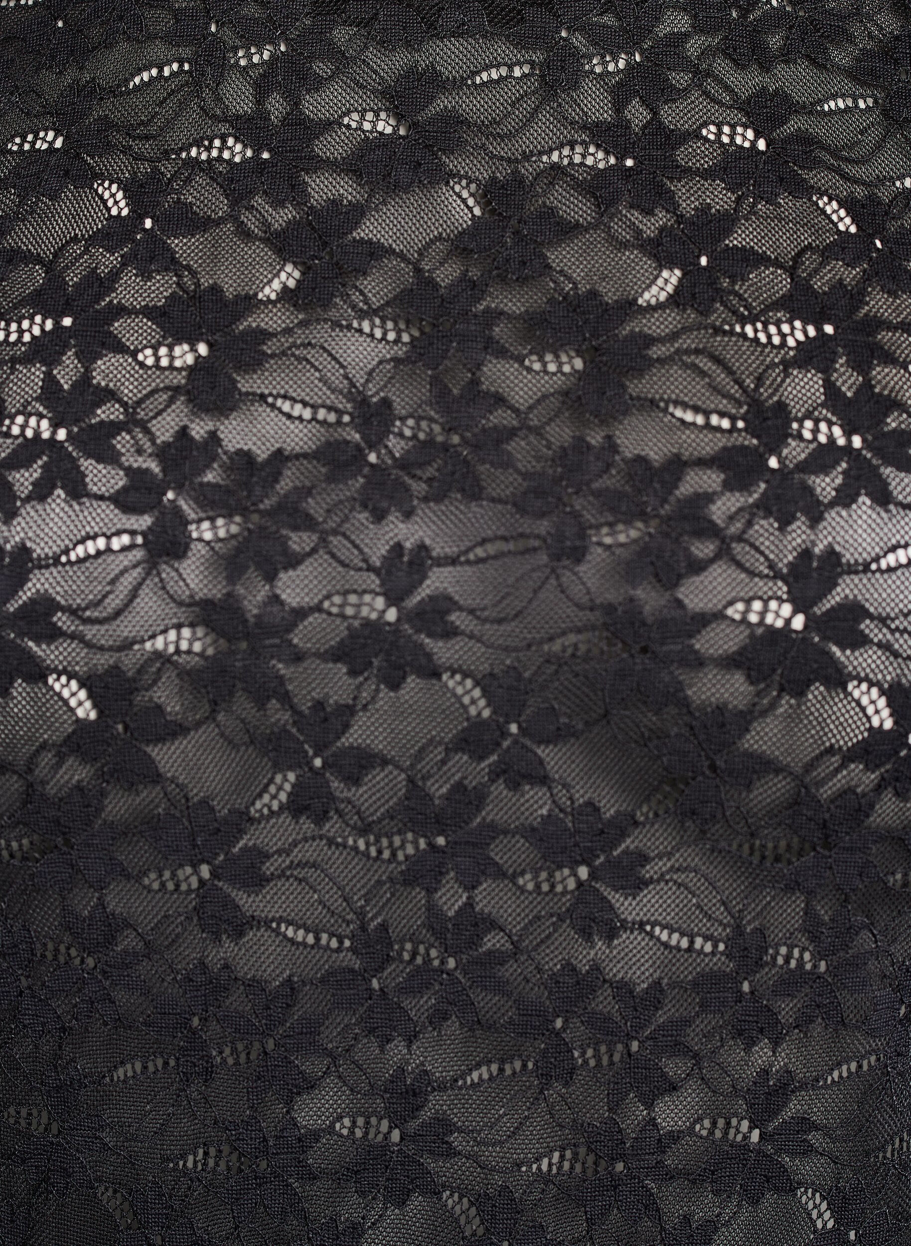 Zizzi Spetsblus med rund halsringning och smal passform, Svart, Packshot image number 2