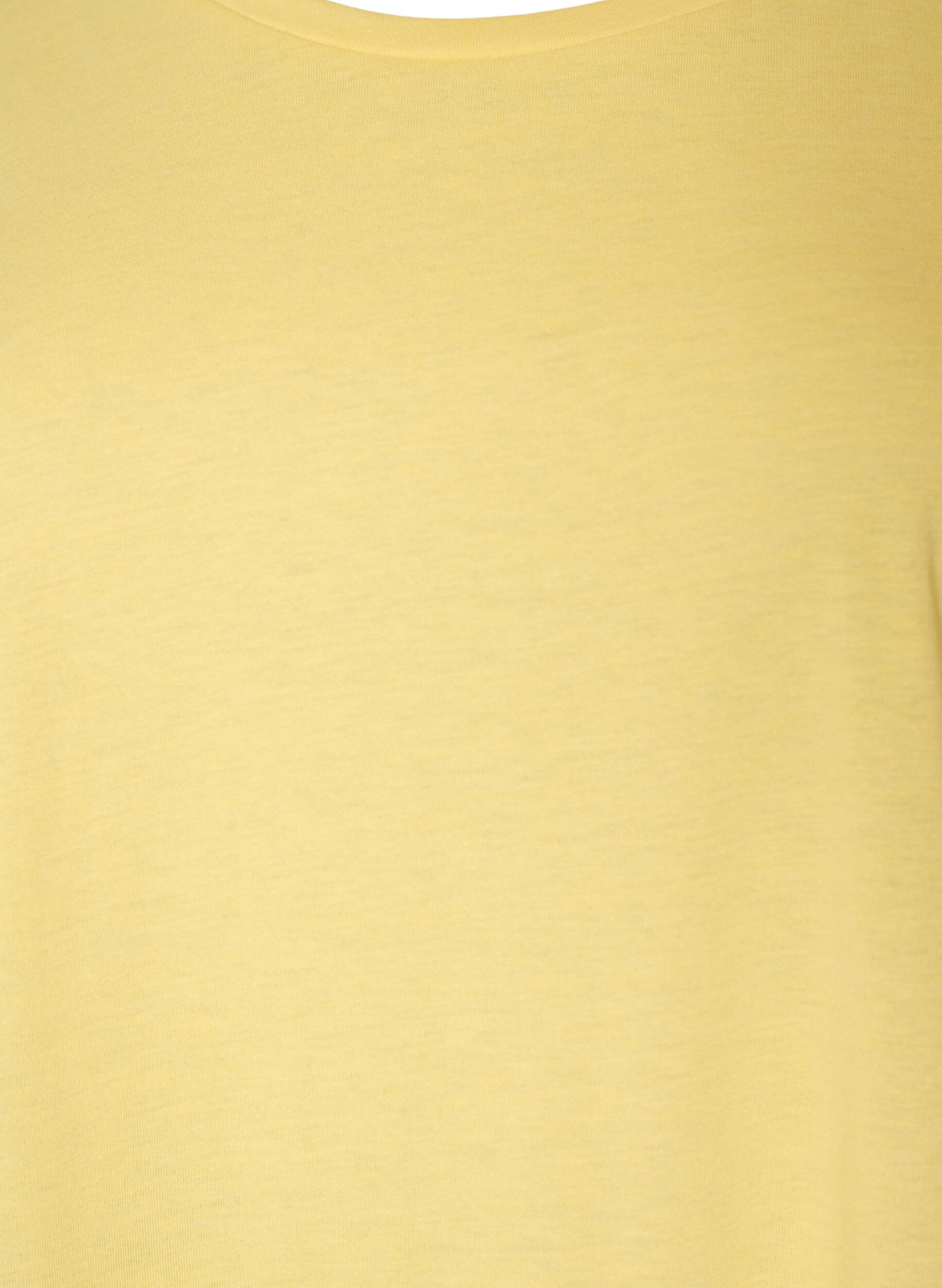 ZizziKort&auml;rmad t-shirt i bomullsmix, Gul, Packshot image number 2