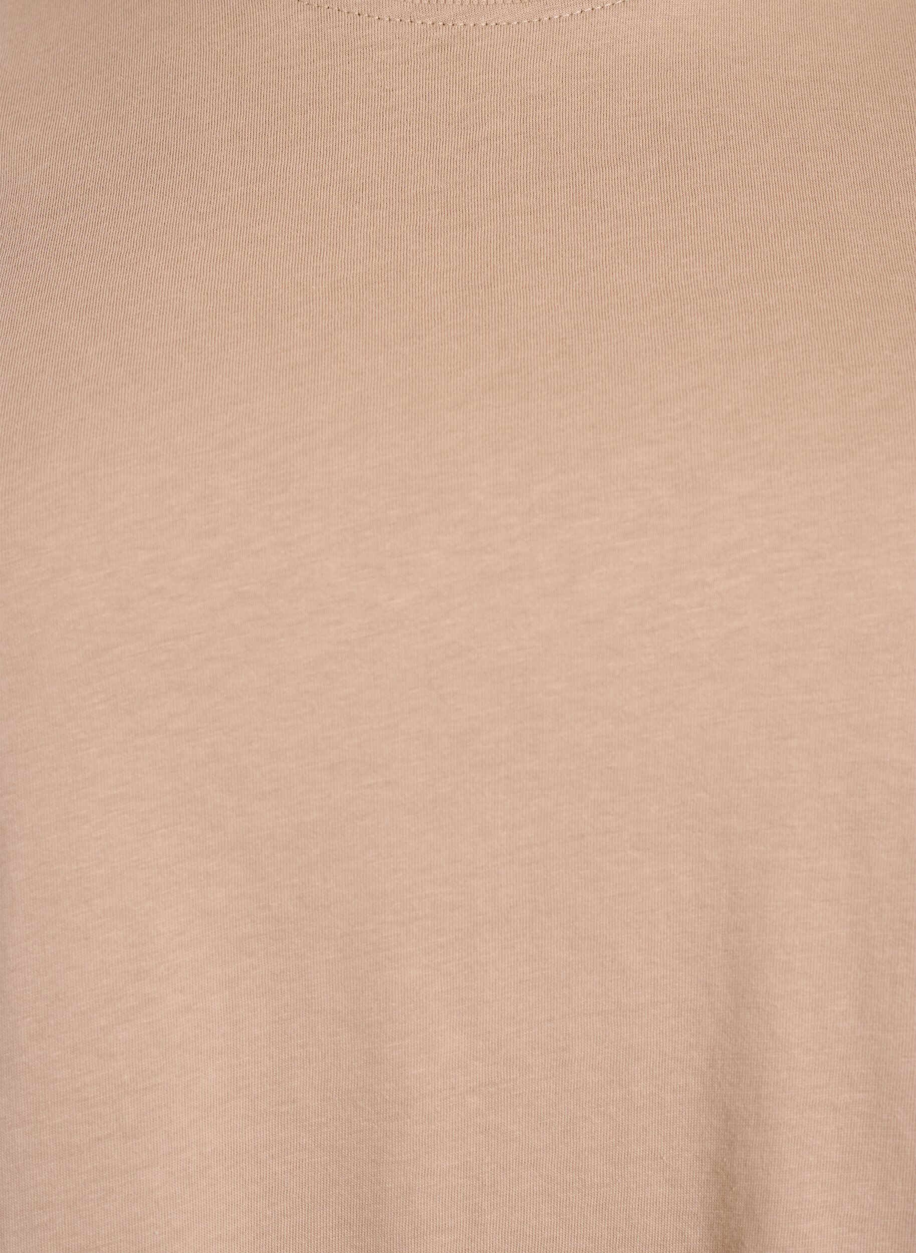Zizzi Enkel t-shirt i bomull med rund halsringning, Beige, Packshot image number 2