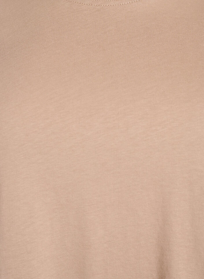 Enkel t-shirt i bomull med rund halsringning, Beige, Packshot image number 2