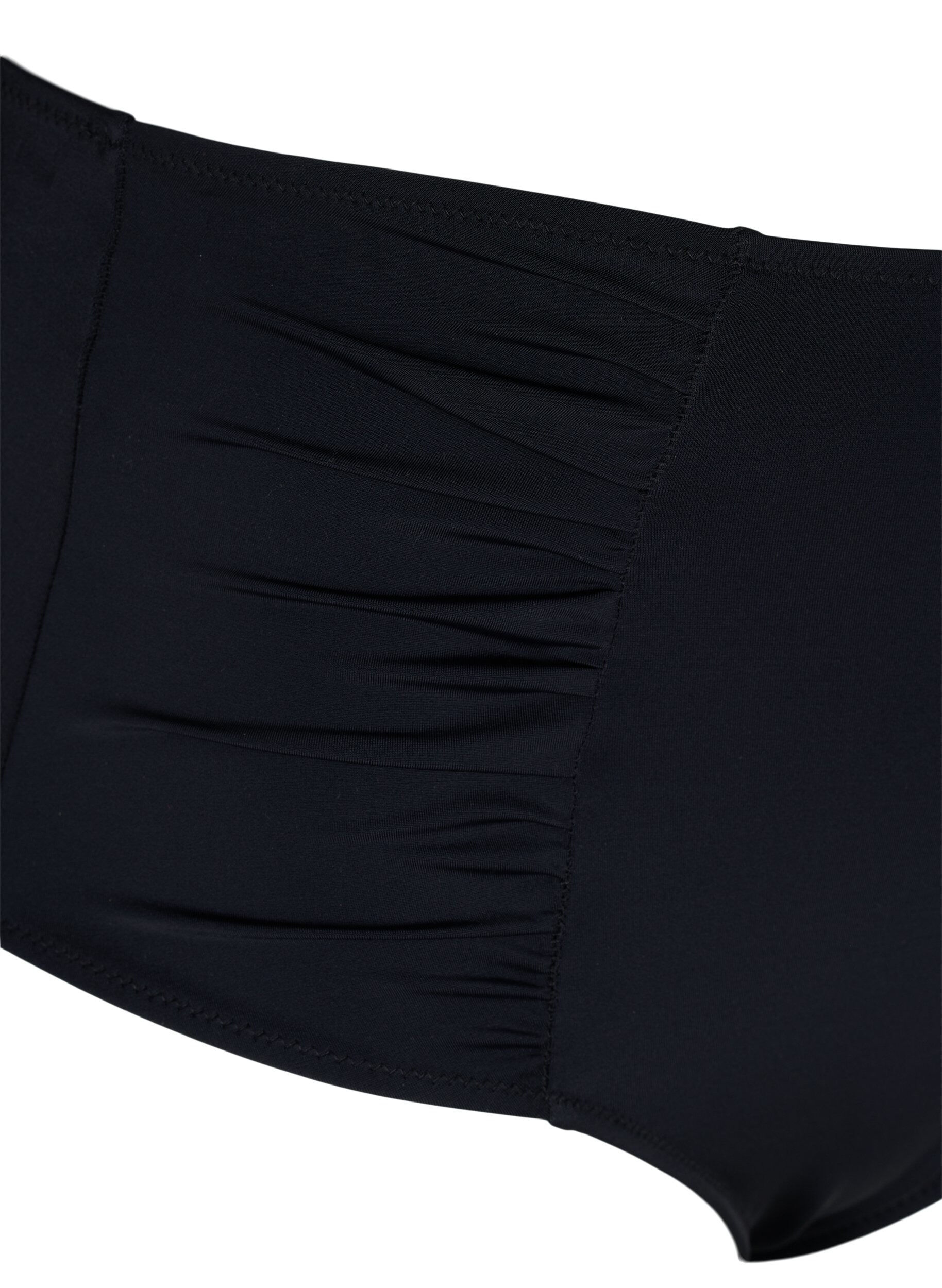 Zizzi Bikinitrosor med h&ouml;g midja och draperingar, Black, Packshot image number 2